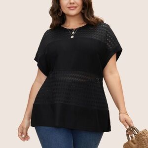 BloomChic Plus Size 2XL Solid Cut Out Patchwork Split Hem T-shirt us18-20